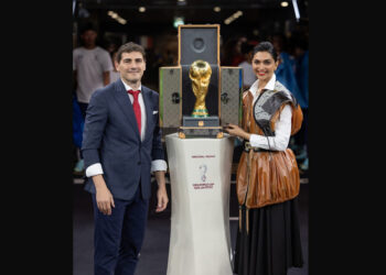Deepika Padukone wears Louis Vuitton while presenting the FIFA World Cup Trophy in its Louis Vuitton Trunk at the FIFA World Cup Final Match