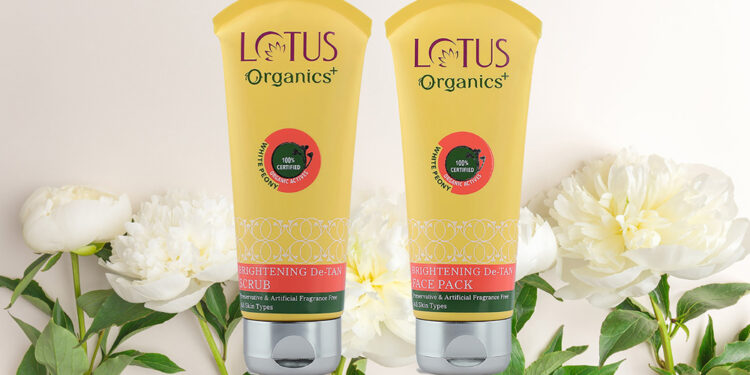 Lotus Organics+ De-Tan range enriched with the white peony flower