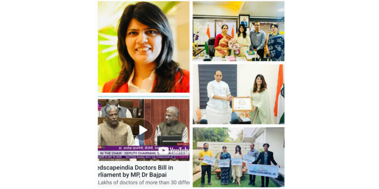 Radiologist, Dr Sunita Dube along with doctors met Bharati Pravin Pawar, Minister of State for Health and Family Welfare of India and in pictures Rajnath Singh, Minister of Defence requested for support